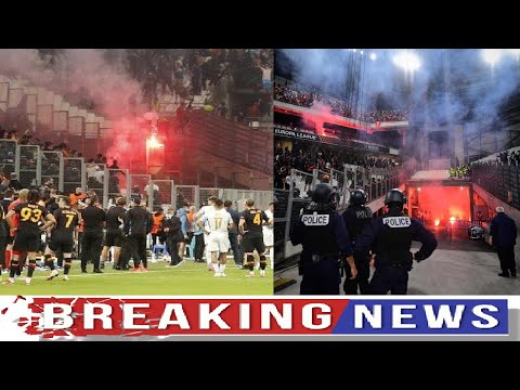 Marseille v Galatasaray STOPPED 9 minutes as fans clash with FLARES thrown at rival supporters