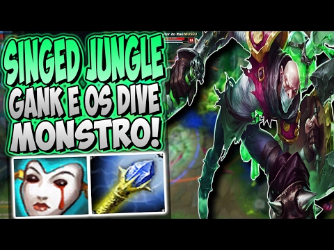 VOCÊ GANKA, OS INIMIGOS TENTAM FUGIR, MAS NÃO ADIANTA! - SINGED JUNGLE GAMEPLAY - Festinha do Rodil