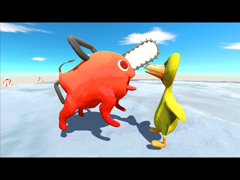 Rainbow Friend Yellow vs Pochita - Animal Revolt Battle Simulator