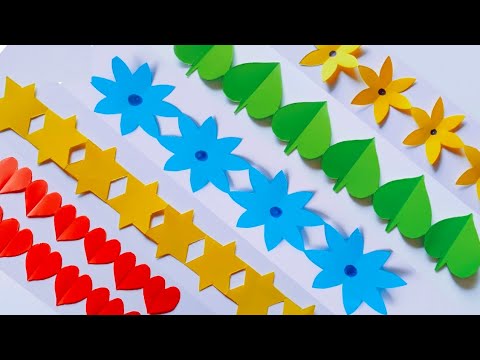 Easy decorative paper chain ideas / Bulleting board border design / Paper cutting decoration ideas.