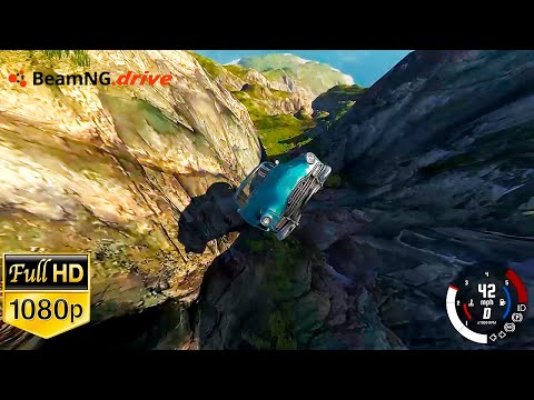 Blue Burnside crashing off a cliff!  Epic destruction in BeamNG drive  #2