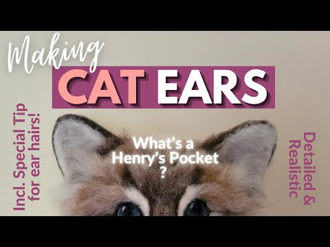 Needle Felted Cat Head Series: PT 4 - Needle Felting CAT EARS Tutorial | realistic & detailed how to