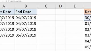 Count Occurrences of a Date in Date Ranges - Excel Formula
