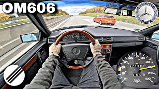 MERCEDES-BENZ W124 300 DIESEL OM606 TOP SPEED DRIVE ON GERMAN AUTOBAHN🏎