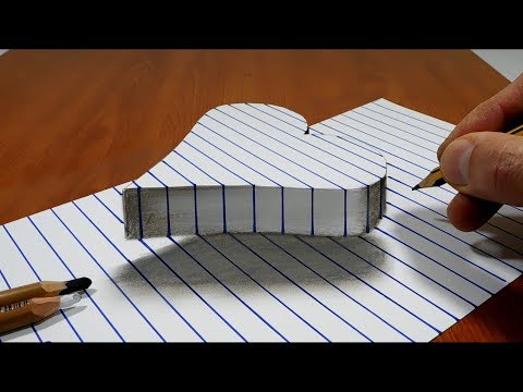 Draw a Floating Heart on Line Paper 3D Trick Art - YouTube