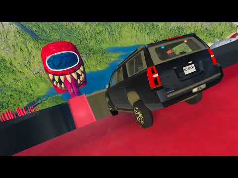 Cars Jumping into Among Us Mouth | BeamNG.drive