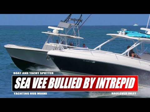 LAST SECOND OVERTAKE ! SEA VEE VS INTREPID | HAULOVER INLET | YACHTSPOTTER MIAMI