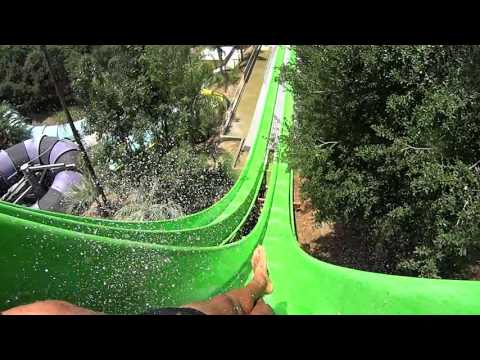 Green Dropout Water Slide at Raging Waters Los Angeles