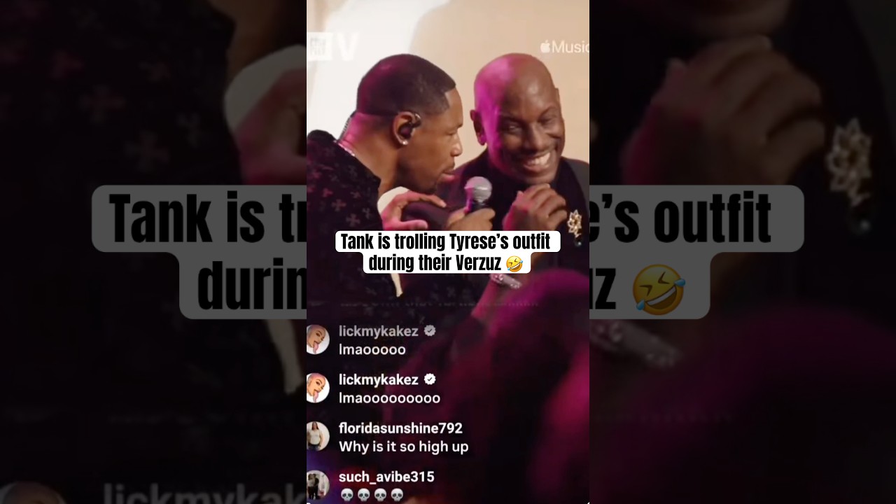Tank is trolling #Tyrese outfit during their #Verzuz ￼😂