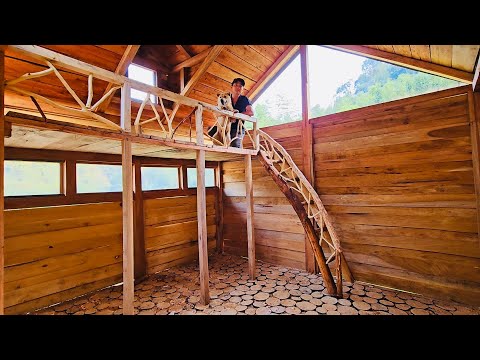 I Finally Built A Bed In The Log Cabin | Twig Railing & Ladder.