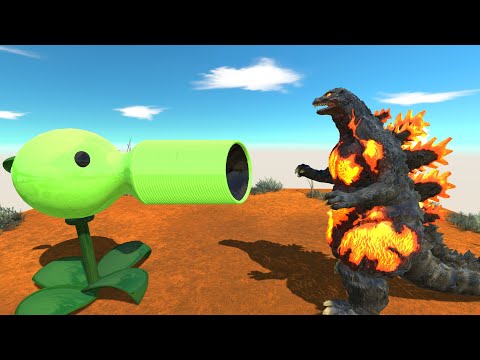 Which Team Will Win? Peashooter vs Godzilla Burning - Animal Revolt Battle Simulator