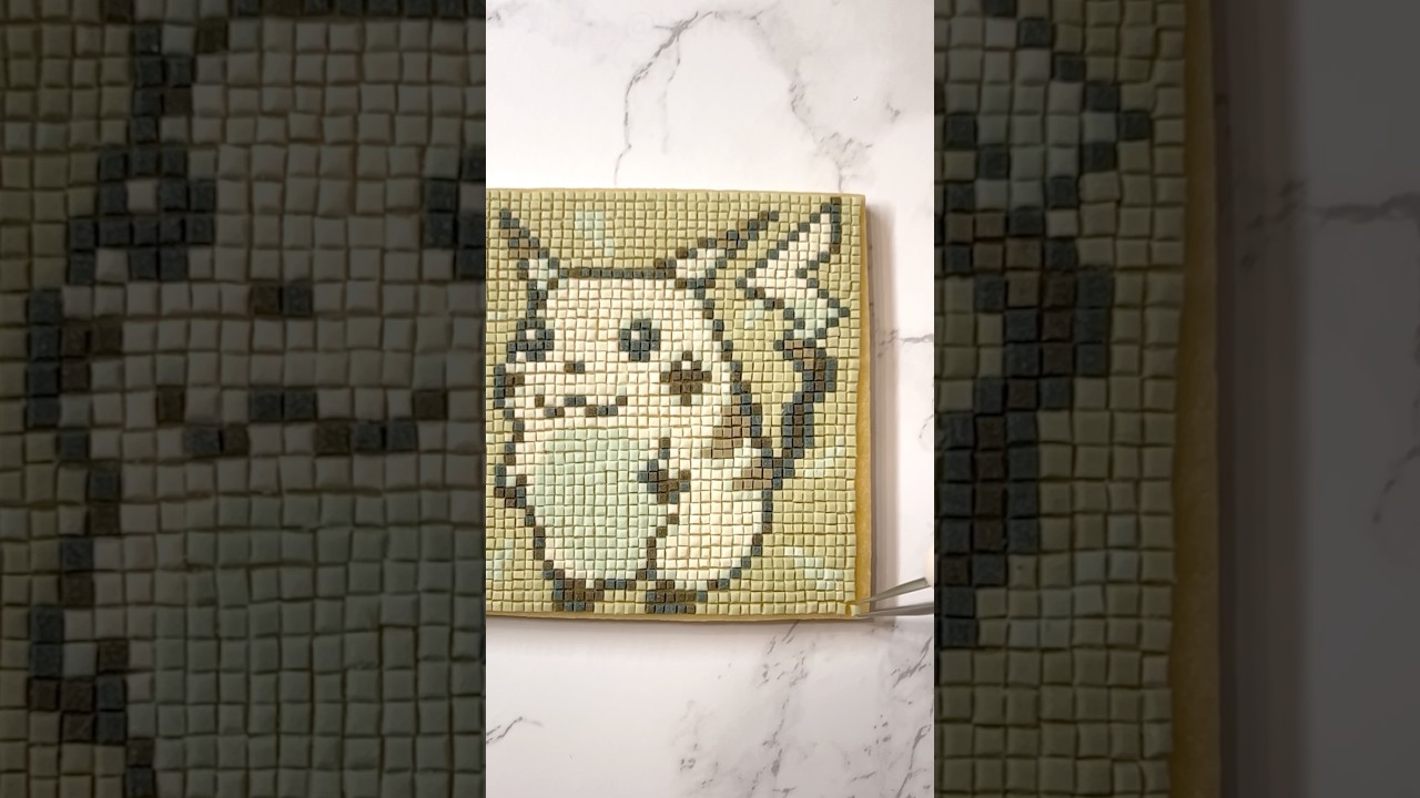 How to make pixel art cookies of Pikachu⚡️🍪#icingcookies  #making #shorts