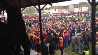 Luton Town fans celebrate the Conference title with Welling pitch invasion