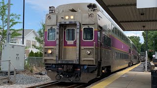 A Needham line train leaves Needham Heights