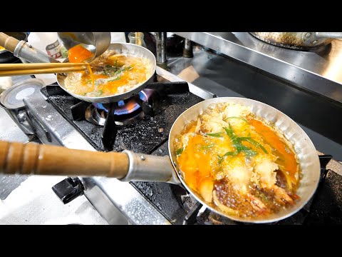 Hiroshima) ¡Katsudon! ¡Tempura! El mejor plato de arroz con huevo del restaurante Udon