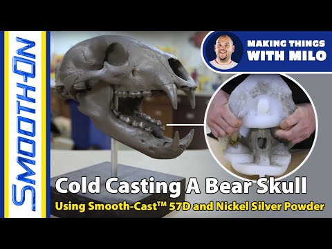Cold Casting a Bear Skull using Urethane Resin and Nickel Silver Powder (Making Things with Milo)