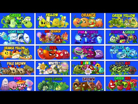 Random 20 Team Plants COLOR FUL Vs All Zombies - WHo Will WIn? - Pvz 2 Battlez