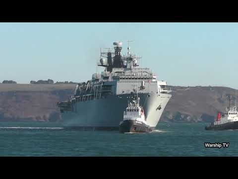 HMS ALBION L14 ENTERS DEVONPORT NAVAL BASE AT MOUNT EDGCUMBE - 6th February 2020