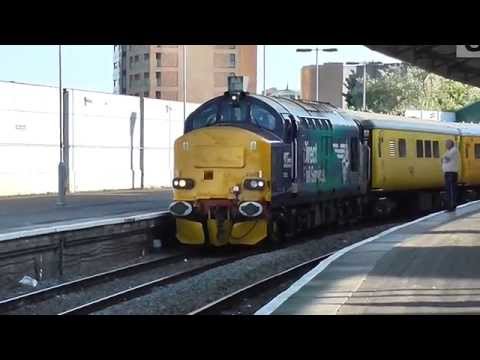 New DRS liveried 37423+604 thrash from Swansea on test train 23/6/14