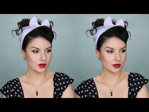 Peinado PinUp con Bufanda | Retro Pinup Hair Tutorial with Scarf Updo | Nena Moreno