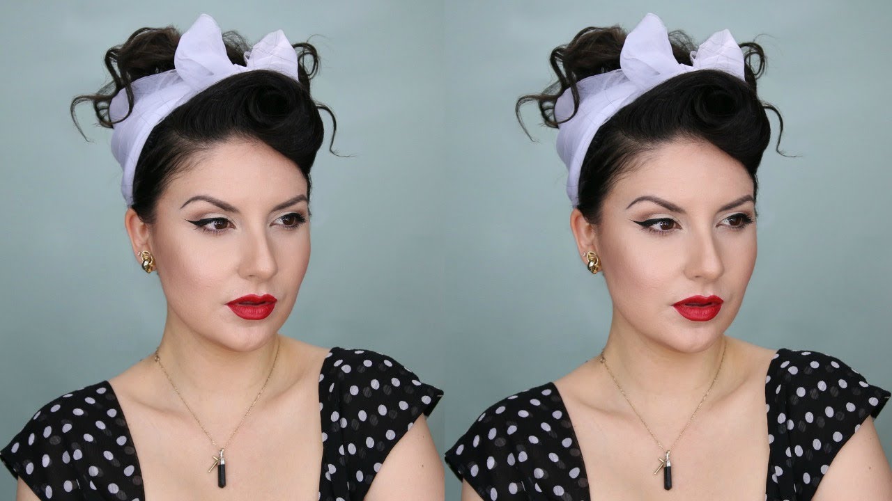 Peinado PinUp con Bufanda | Retro Pinup Hair Tutorial with Scarf Updo | Nena Moreno