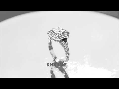 18K WHITE GOLD ASSCHER CUT DIAMOND AND TRIANGLE SAPPHIRE ENGAGEMENT RING 1.90CTW - KNR INC - 456