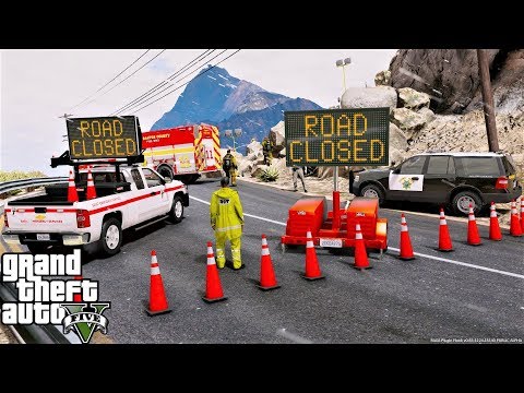 DOT Responding To Highway Mudslide in GTA 5 Video