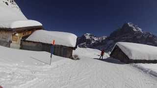 preview picture of video 'Grindewald-First Switzerland - Beautiful Groomed Piste Past Huts'