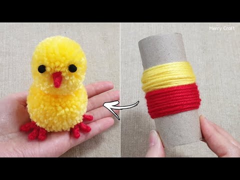 , title : 'Super Easy Pom Pom Chicken Making Idea with Woolen - DIY Pom Pom Chick - How to Make Yarn Chicken'