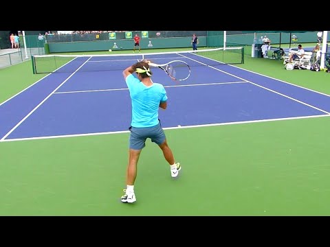 Rafael Nadal BIG Hitting - Court Level View ATP Tennis Practice Nadal Training vs Carreno Busta
