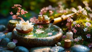 Beautiful Relaxing Music with Bamboo Water Sounds 🌿 Stress Relief, Meditation & Relaxation