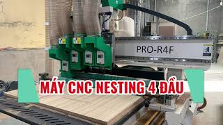 Máy cnc nesting 4 đầu tải nặng cao cấp PRO-R4F | bộ đè phôi chống bay ván | HOLZTEK