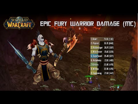 EPIC Fury Warrior Damage in MC! 1.5K DPS on Lucifron - Deathbringer and Crul'Shorukh - Classic WoW