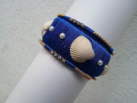 Designer Silk Thread Bangles with sea shells l how to make silk thread bangles easily at home,pearl Video