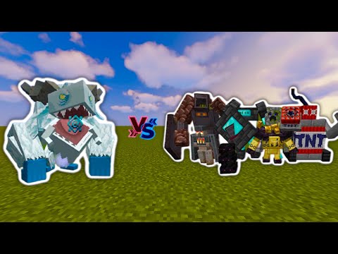 Frostmaw vs Boss Golems in Minecraft | (TNT Golem, Netherite Golem, Diamond Golem)