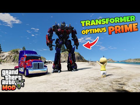 TRANSFORMER OPTIMUS PRIME MENYELAMATKAN HIDUP UPIN - GTA 5 MOD TRANSFORMER