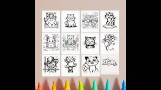 Charming Cat and Kitten Coloring Pages for Kids and Adults Printable Art