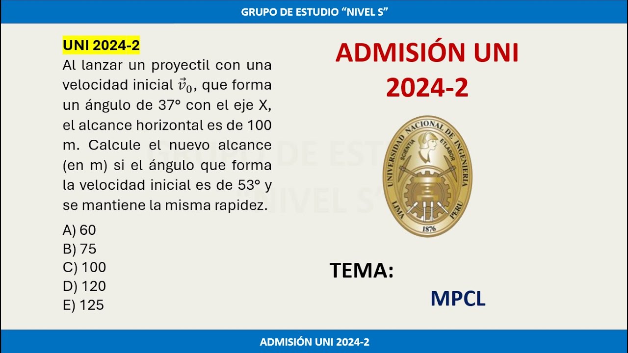 FÍSICA: MPCL - ADMISIÓN UNI 2024-2 (EXPLICACIÓN PASO A PASO)