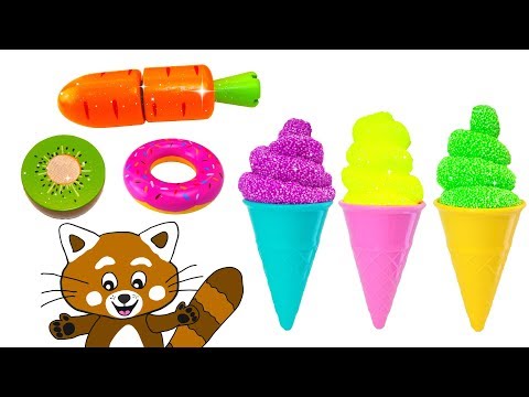 Pukkins gör roliga glassar i slime lera - Lek med leksaker för barn på vår barnkanal med Pukkins