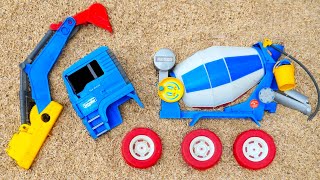 Searching for and assembling large cement mixer trucks, wobbly trucks, telolet buses, excavator b...