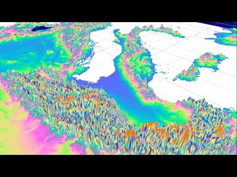 Modelo topográfico 3D da Itália e do Japão visto usando mapa de elevação de cores de interferência