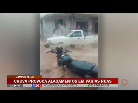 Campos Altos: Chuva provoca alagamentos em várias ruas
