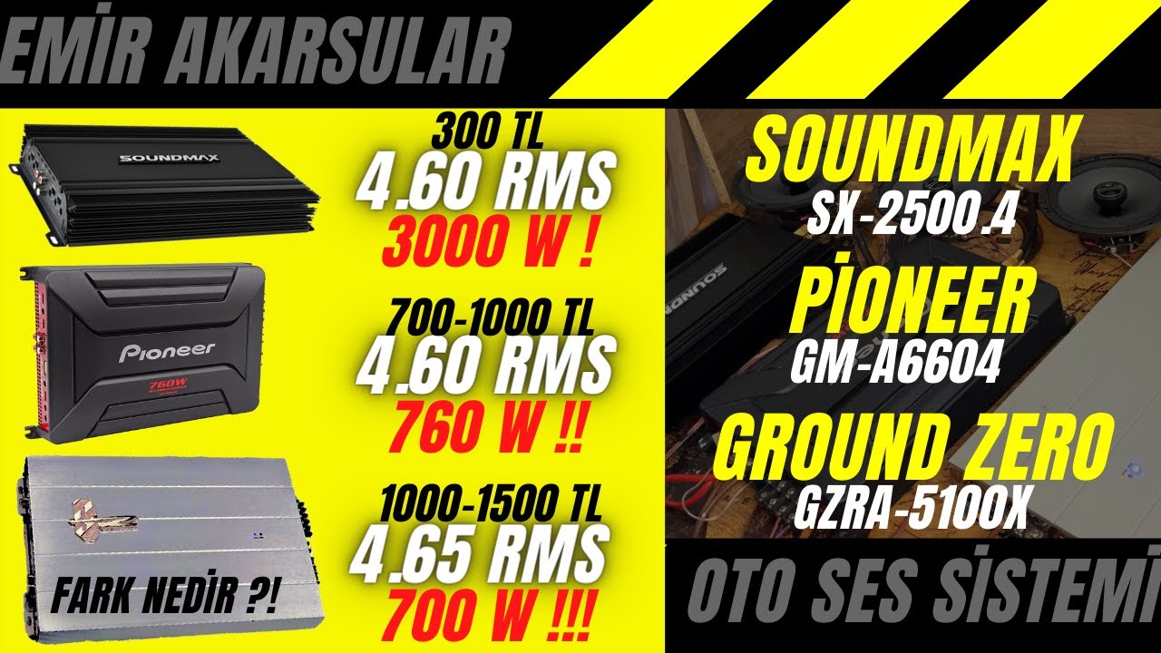 Aynı RMS gücünde olan oto amfilerin farkı nedir! #egza #groundzero #pioneer #soundmax