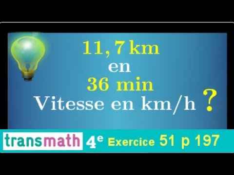 calculer la vitesse moyenne en m/min et km/h • conversion heure minute • Formule V=d/t • Quatrième