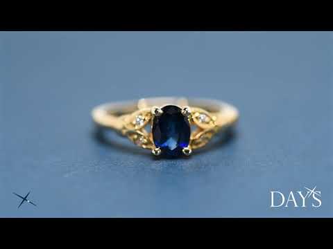 Ceylon Sapphire Ring in 14kt Yellow Gold with Diamonds (.04tw)