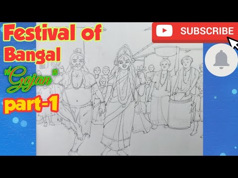 Easy gajan/festival of Bengal subject drawing in watercolor part -1 Draw with Pranil