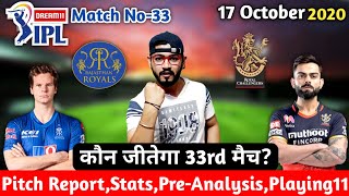 IPL2020-Rajasthan Royals vs Royal Challengers Bangalore||33th Match||Pre-Analysis,Preview&Playing11