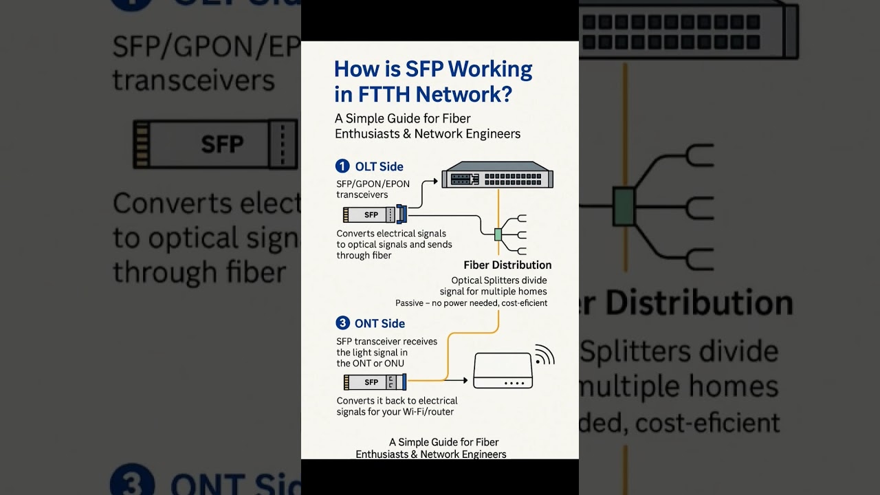 How SFP Works in FTTH Networks | OLT, Fiber Splitters & ONT Explained