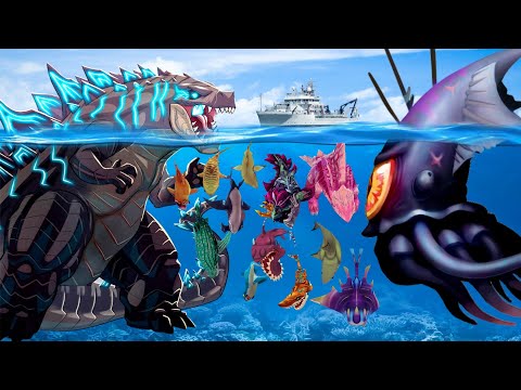 BIG SHIN SHARKJIRA VS COLOSSAL SQUID BOSS - KAIJU VS KRAKEN - HUNGRY SHARK WORLD GAMEPLAY