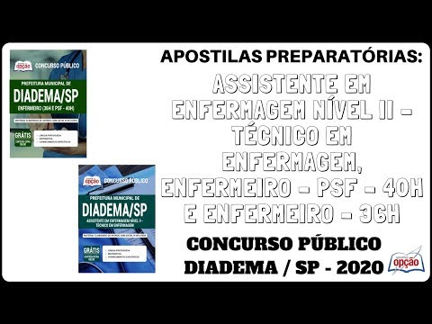 Apostilas Concurso Prefeitura de Diadema / SP - 2020, Técnico em Enfermagem e Enfermeiro